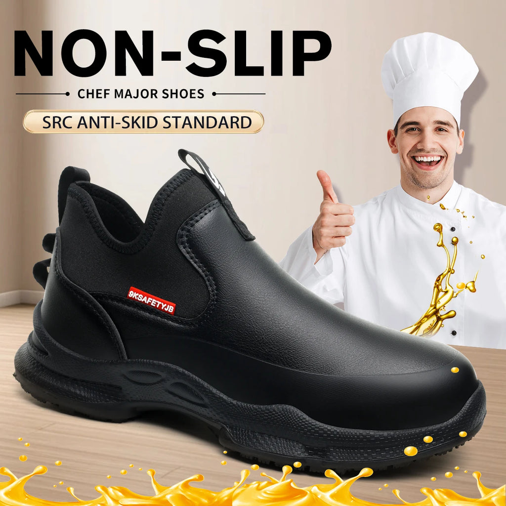 Chef Shoes Four Seasons Anti Slip Oil Resistant Business Casual Men's Work Shoes Fashion Comfort Soft Soled Waterproof Shoes