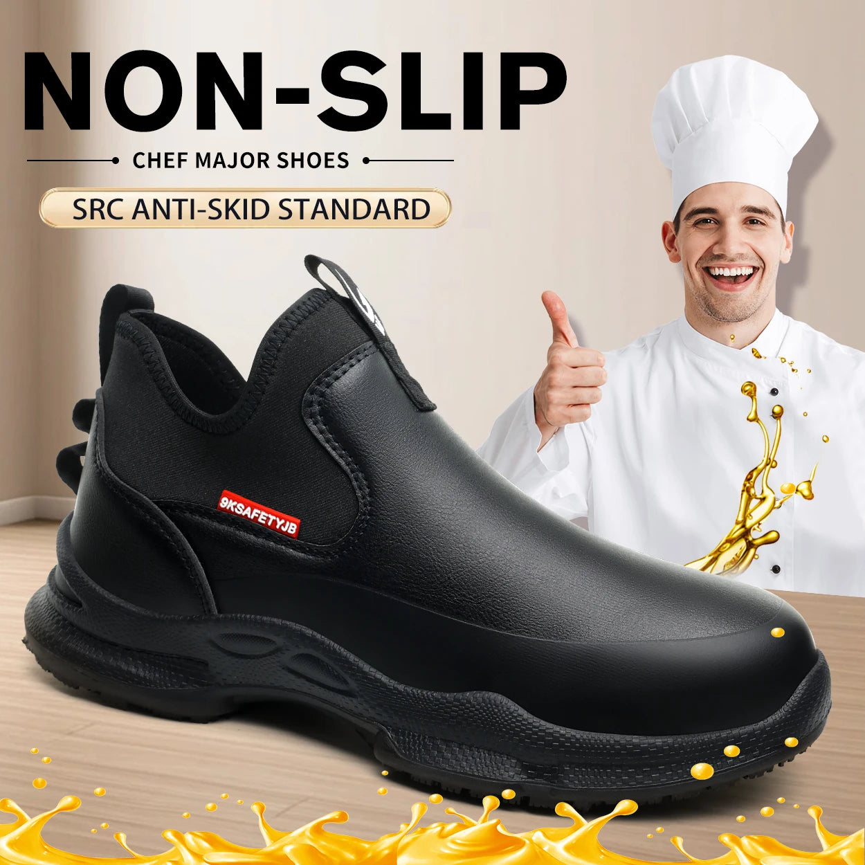 Chef Shoes Four Seasons Anti Slip Oil Resistant Business Casual Men's Work Shoes Fashion Comfort Soft Soled Waterproof Shoes