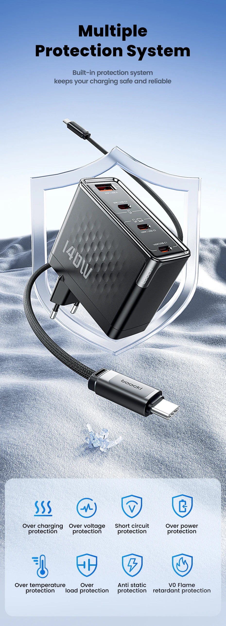 140W USB C Charger PD3.1 QC4.0 Fast Charging for MacBook iPhone 17 16 Samsung - GaN Technology Travel Friendly