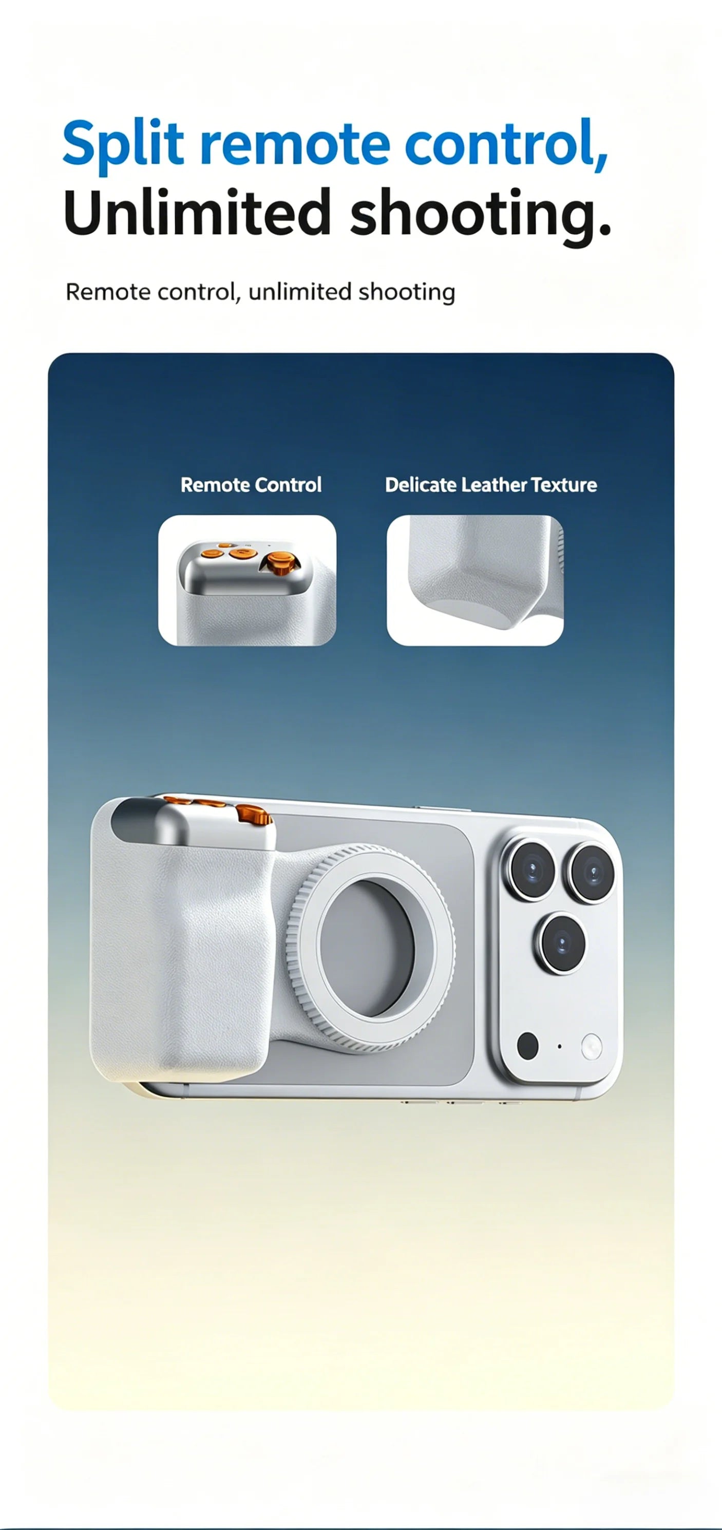 New Magnetic Camera Grip, Bluetooth Zoom Remote, Anti-Shake Handheld Stabilizer for Smartphone Photography