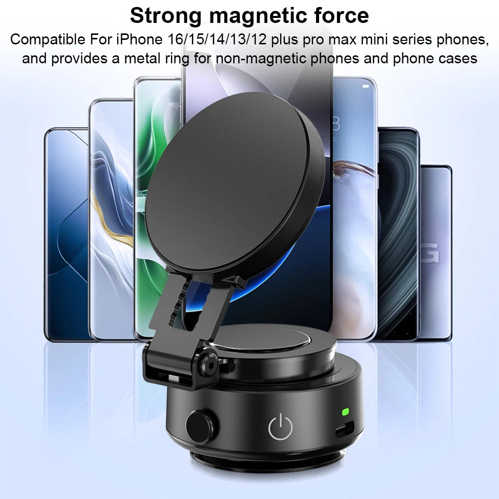 Magnetic Vacuum Car Phone Holder 360° Rotatable Folding Intelligent Car Mount Magnetic Car Stable Holder for iPhone