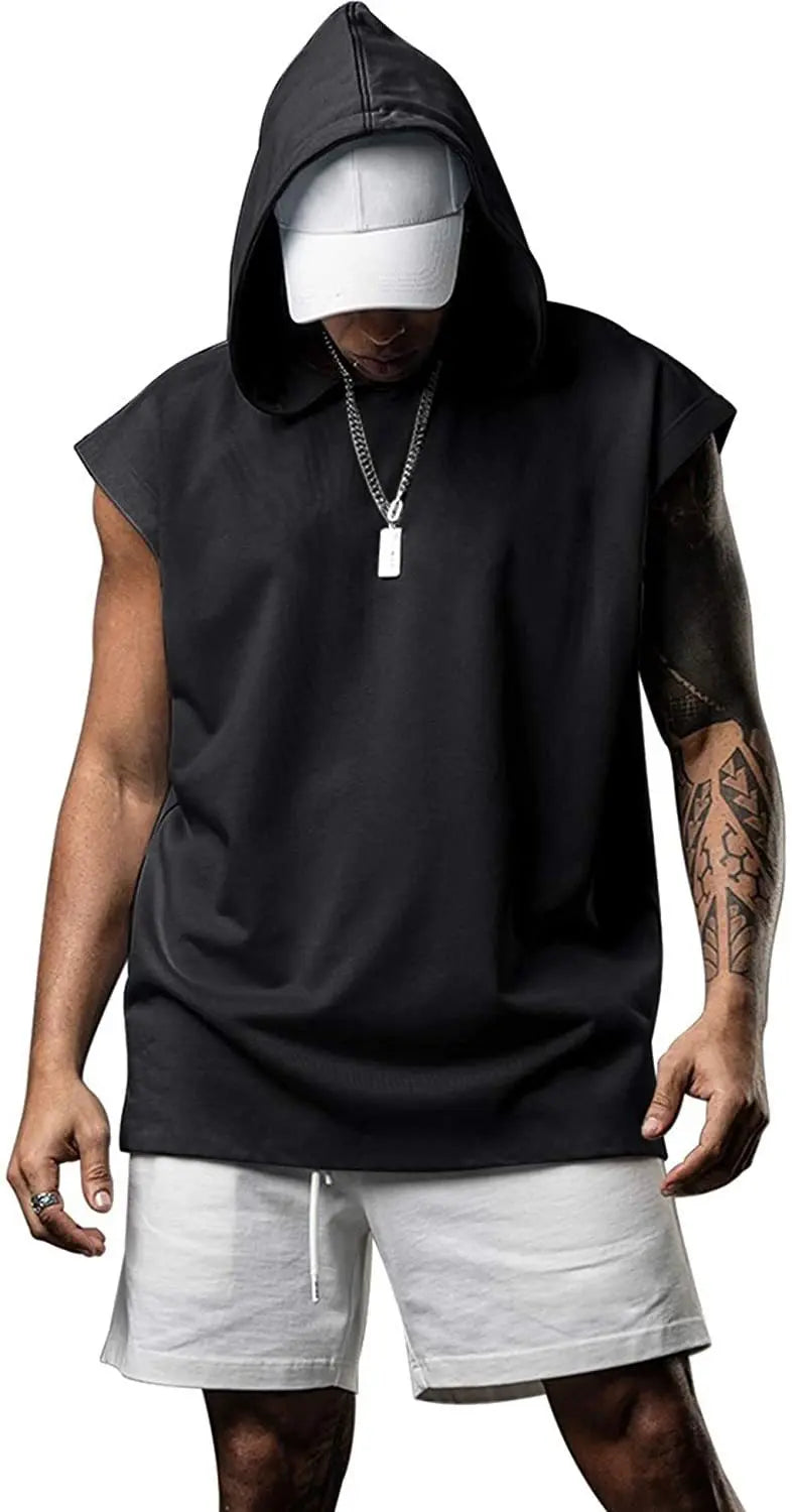 Men’s Sleeveless Hoodie Casual Workout Top