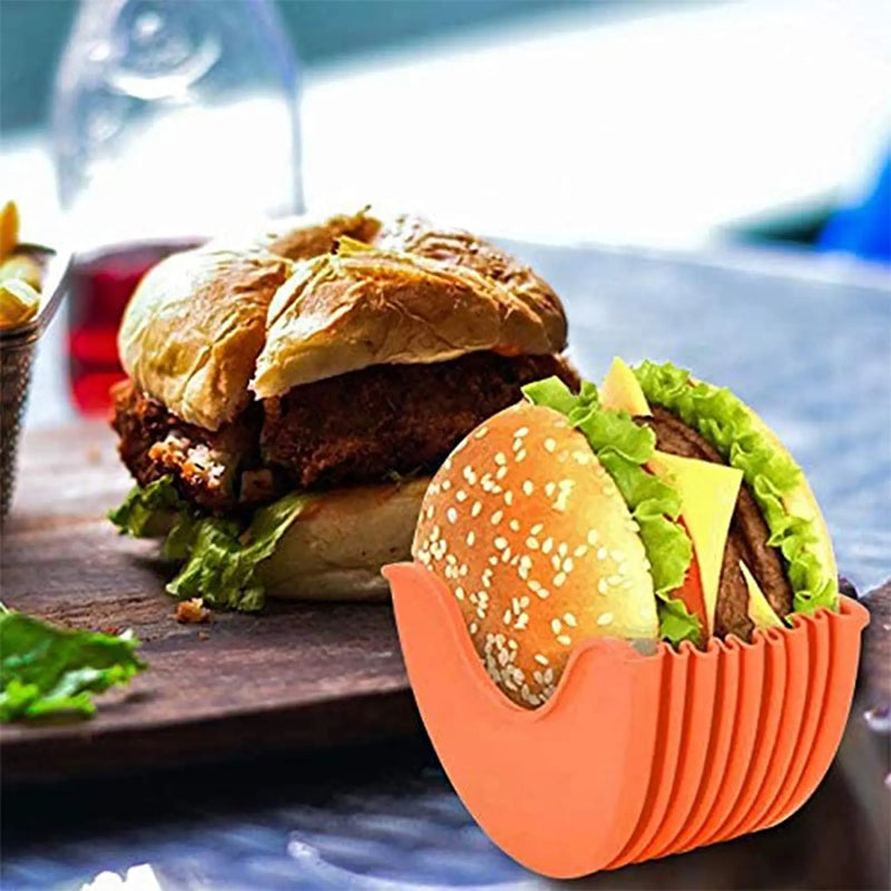 Reusable Burger Holder Silicone Shelf Hamburger Tools Fixed Rack Holder Storage Kitchen Organizer Box Kitchen Accessories