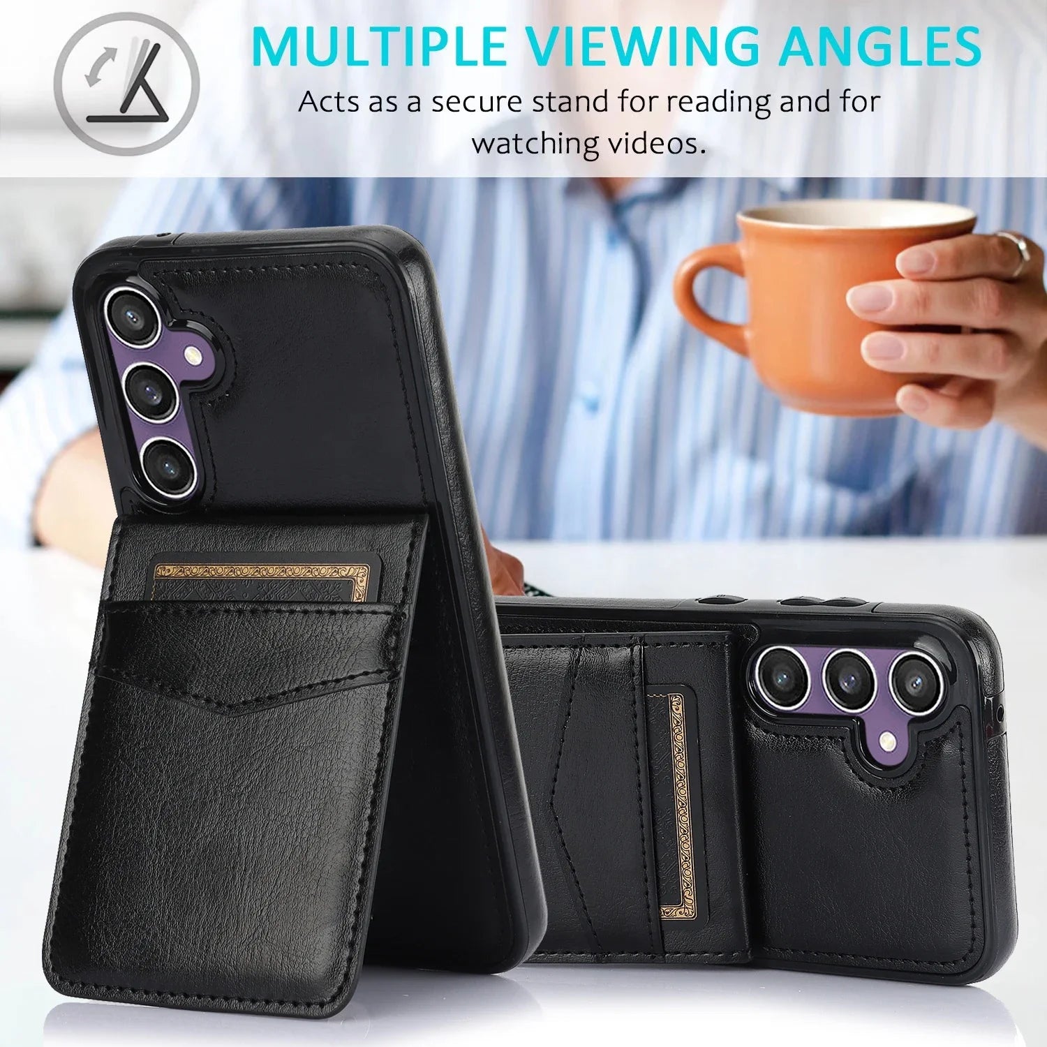 Flip Leather Card Solt Holder Wallet Case For Samsung Galaxy S25 Ultra S24 Plus S23 FE S22 S21 A16 A35 A55 A54 Stand Bag Cover