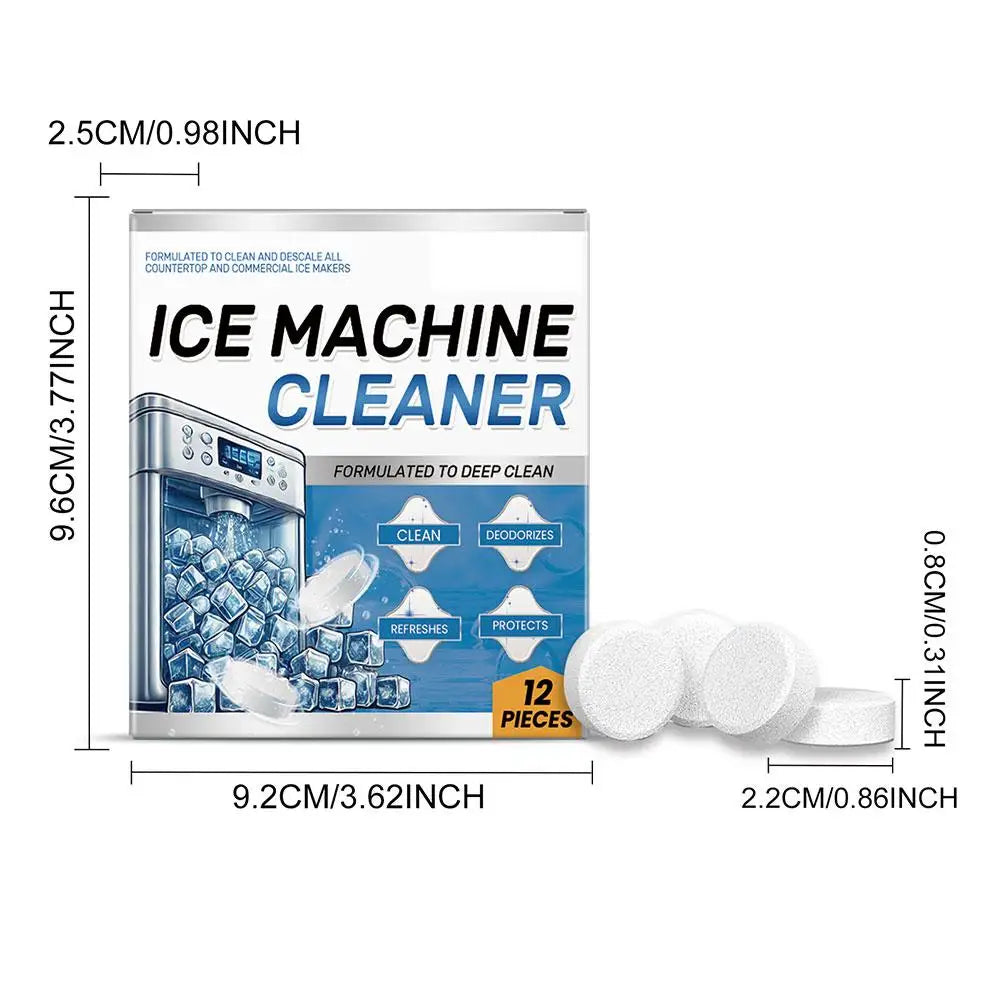 12pcs Ice Machine Cleaning Tablets Home Appliance Care Descaling Deodorizing Prolonging Ice Maker Lifespan Household Tool