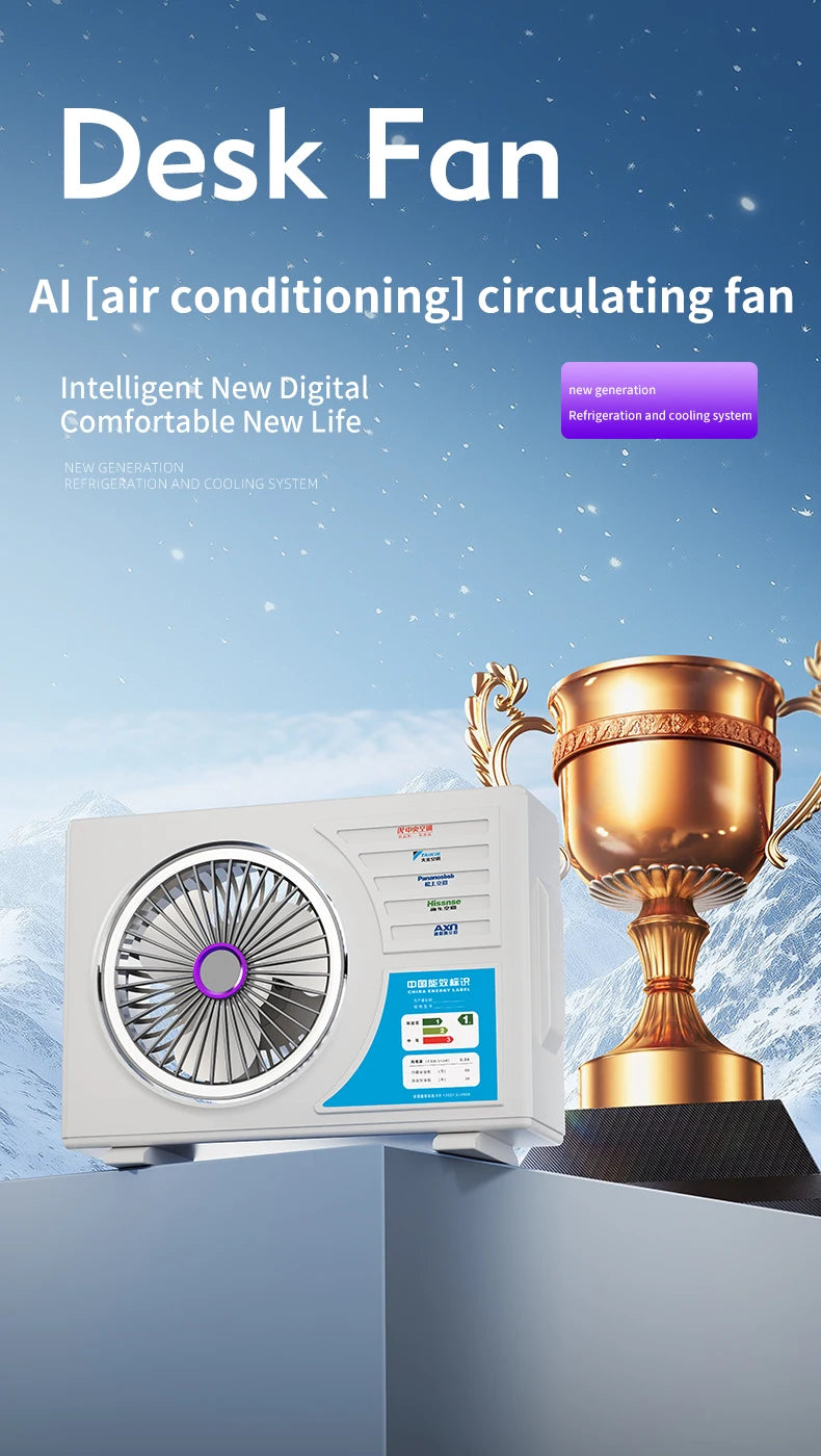High-Speed Desktop Fan with Multiple Adjustable Levels Cool Circulating Air Mini Air Conditioning Style Home Silent Cooling Fan