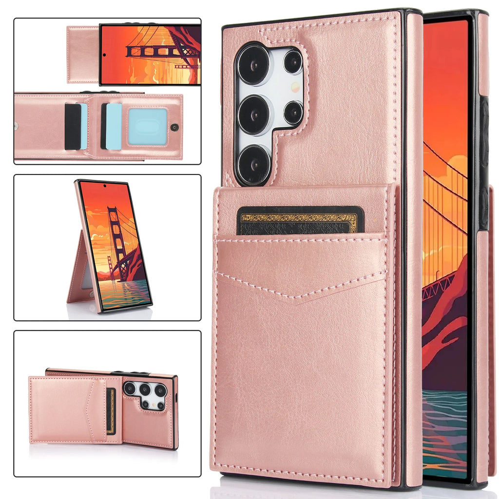 Flip Leather Card Solt Holder Wallet Case For Samsung Galaxy S25 Ultra S24 Plus S23 FE S22 S21 A16 A35 A55 A54 Stand Bag Cover