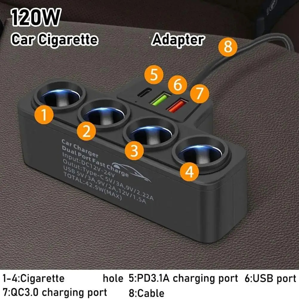 Car Phone Charger Cigarette Lighter Adapter 3.1A USB QC 3.0 PD 3.1A 12V 24V Dual USB Socket Car Adapter Accessories 2025