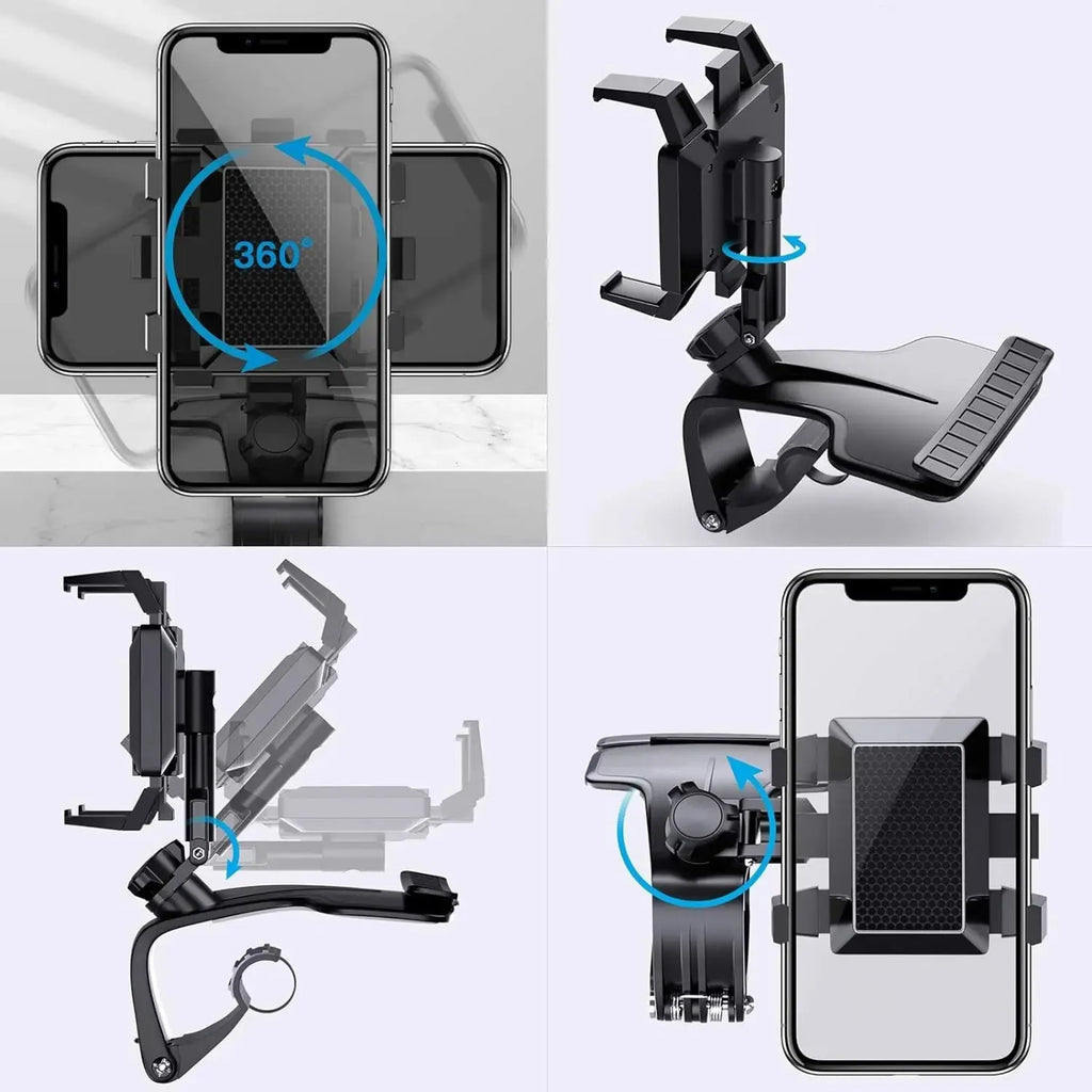 Car Phone Holder Mount for Dashboard, 1200° Rotating Cell Phone Holder for Car, Universal Big Clamp Car Phone Mount Compatible W