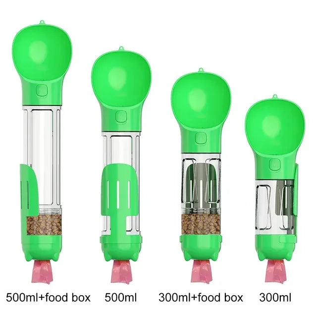 3-in-1 Portable Dog Water Bottle with Food Feeder & Poop Bag Dispenser
