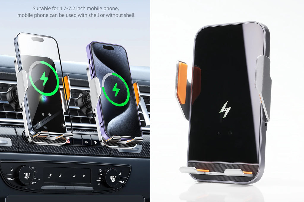 Car Wireless Charging Phone Holder Smart Sensing Fast Wireless Charger Phone Mounts 360° Rotation Inductive automatic clamping