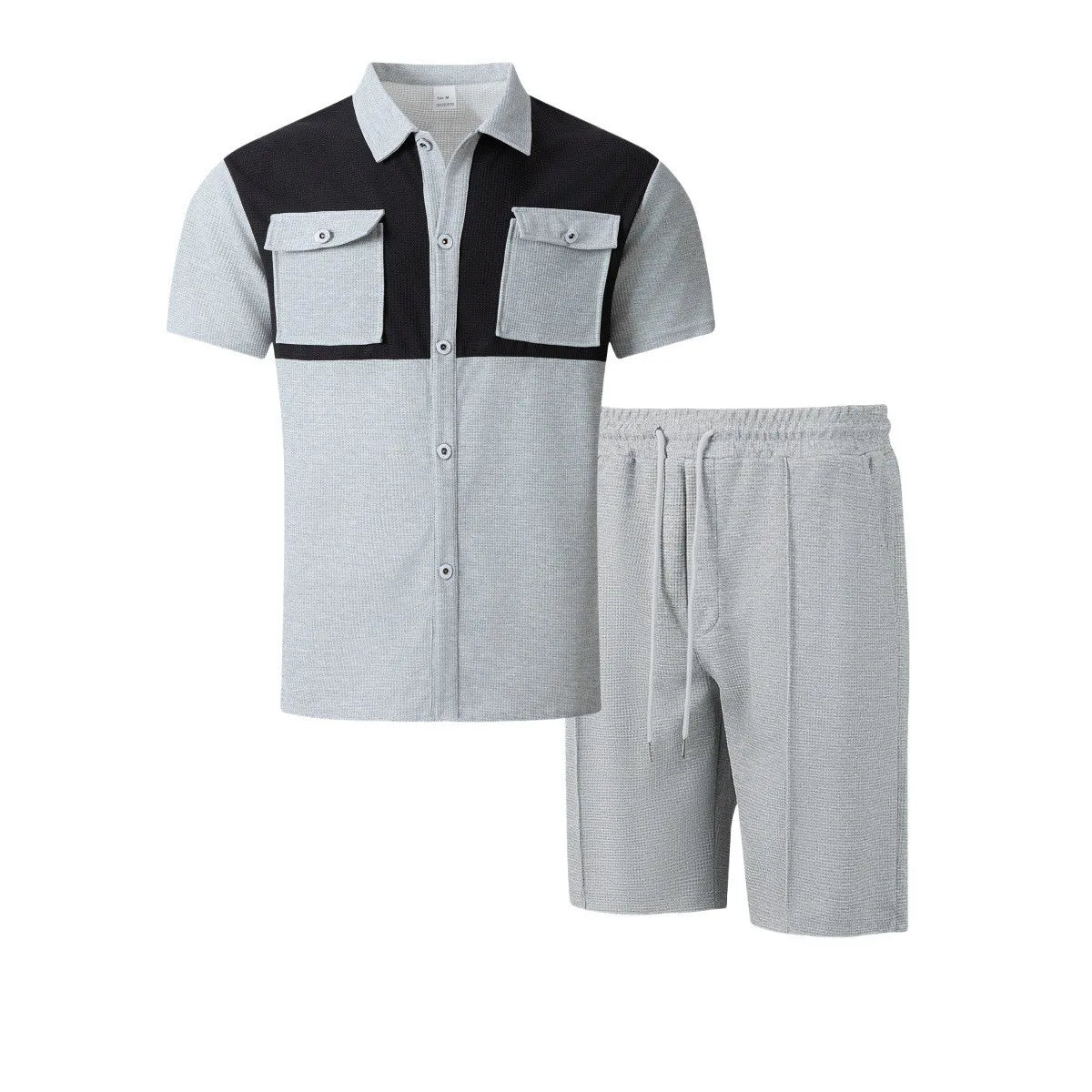 Men’s Two-Piece Casual Short Set with Button Pockets