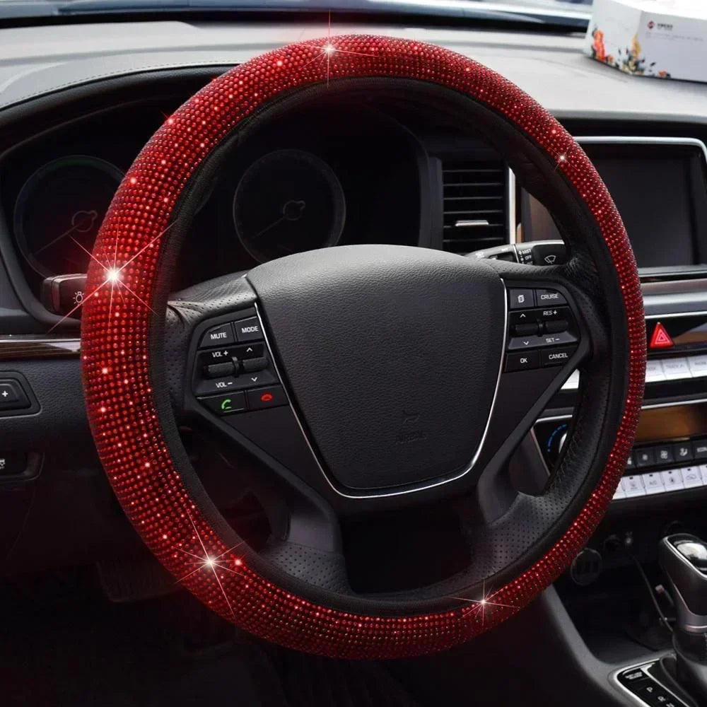 37/38cm Car Steering Wheel Cover Universal Bling Diamond Rhinestones Elasticity Interior Car Accessories for Four Seasons
