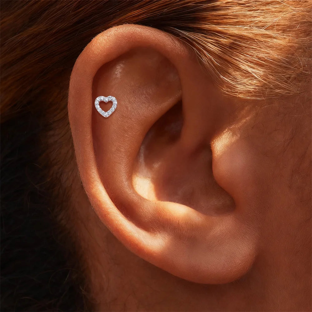 CANNER 1PC Flower Moissanite 925 Sterling Silver Piercing Ear Stud For Women Love Eight-pointed star Stud Earrings Fine Jewelry