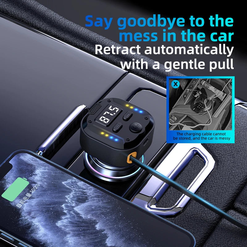 Bluetooth 5.3 FM Transmitter Handsfree Car AUX Radio Modulator MP3 Player with QC3.0 & PD30W Fast Charge Adapter Car Accessories