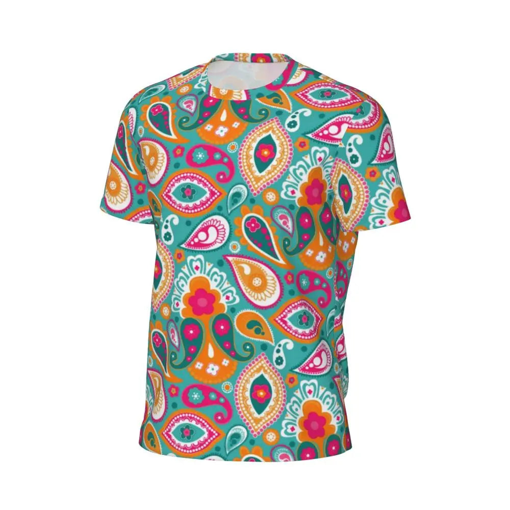 Gym T-Shirt For Man Retro Geometric 60S 70S T-Shirts Fashion Psychedelic Art Beach Tees O Neck Y2K Fun Design Tops Gift Idea