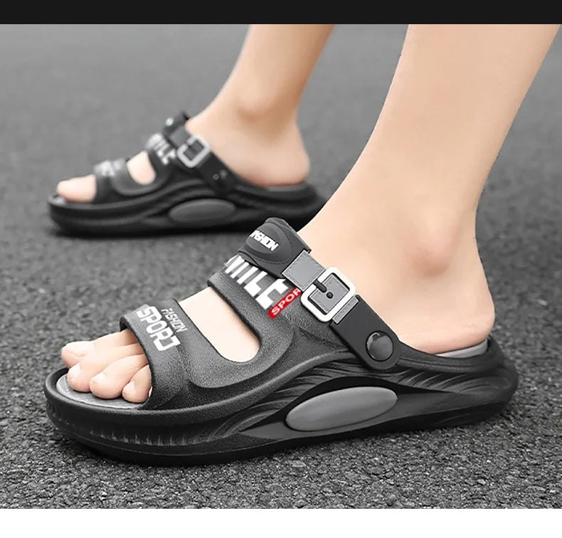 Fashion Trend Men's Shoes Flat Men's Sandals Summer 2025 Thick Soles Soft Comfortable Non-slip Beach Sandals Outdoor Slippers