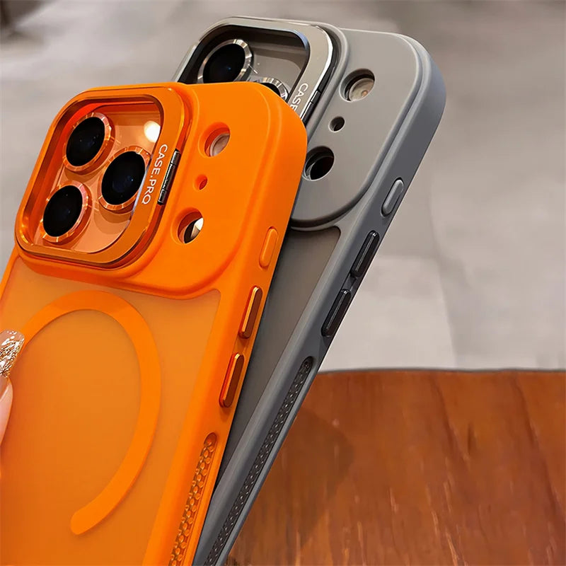 Official Color Case for iphone 17 pro max case Air 16 15 14 13 12 11 Pro Max for Magsafe Wireless Charge Stand Holder Lens Cover