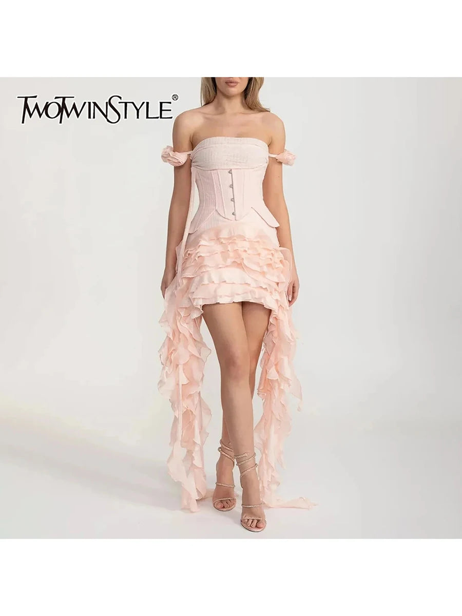 Two Piece Sets for Women Halter Off The Shoulder High Waist Mini Dress High Waist Shorts Slim Set Female