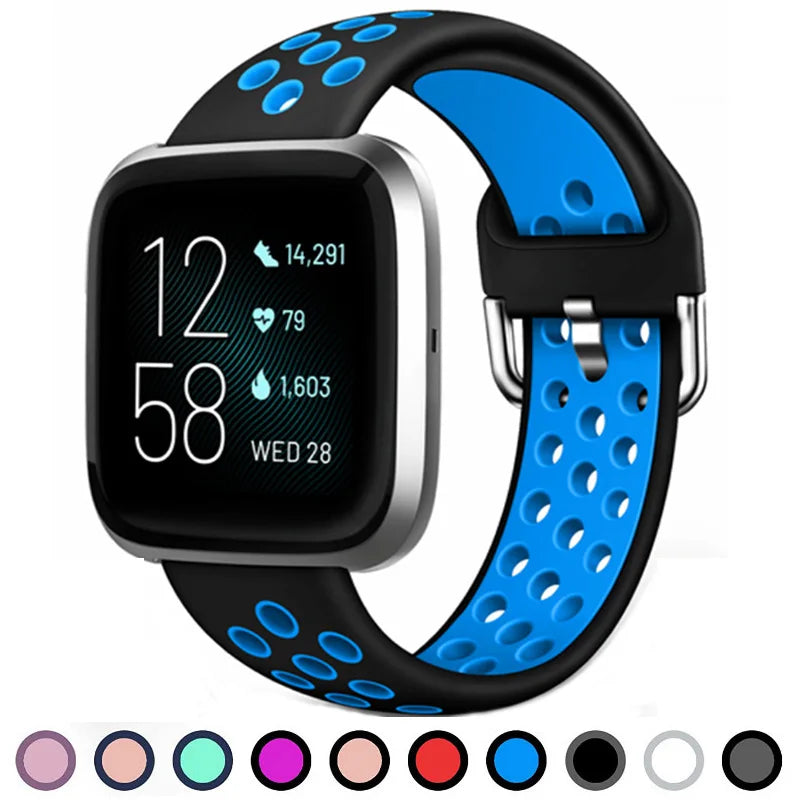 Silicone Watch Strap for Fitbit Versa 2/Fitbit Versa/Versa Lite/Versa Special Edition,Breathable Sport Replacement Watch Band