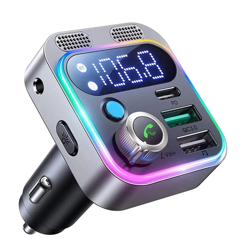 Bluetooth 5.3 FM Transmitter 4 Ports USB Car Charger Type C PD 250W Fast Charging Adapter For Huawei OPPO Oneplus