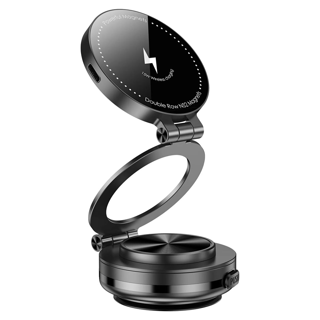 15W Wireless Charger  Double Sides Phone Holder Magnetic Vacuum Adsorption Bracket Foldable GPS Stand Electric Sucker Cup Suppor