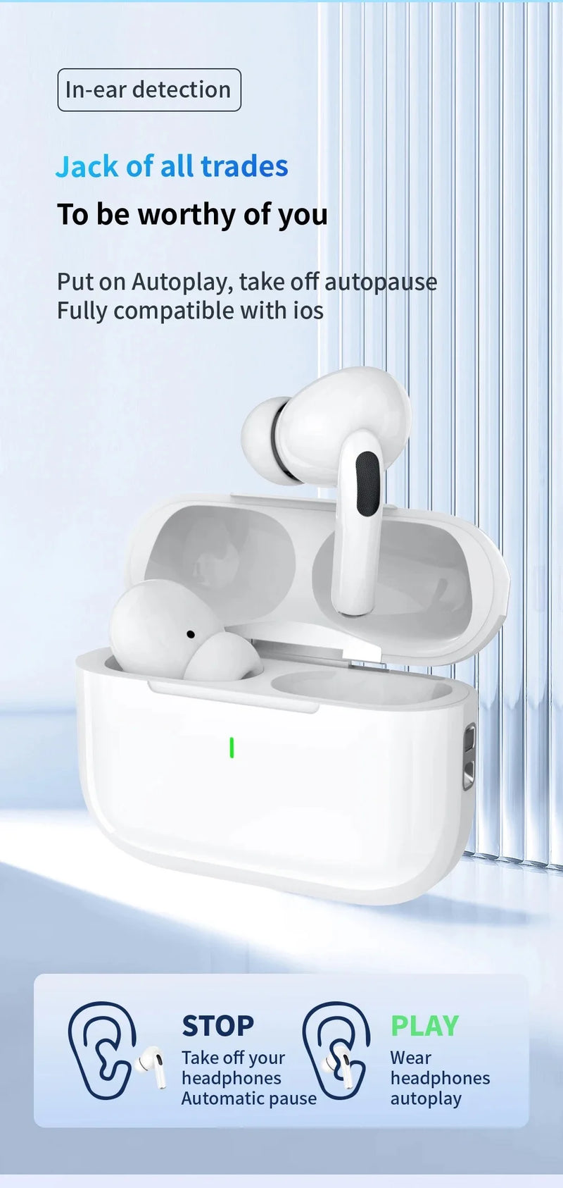 Bluetooth 5.3 Wireless Earbuds with Charging Case and Microphone