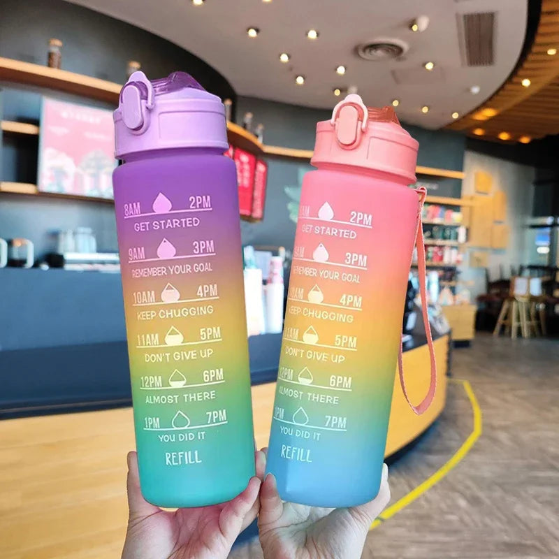 Sports Water Bottle with Straw – 900ml/1000ml Leak-Proof, High-Temperature