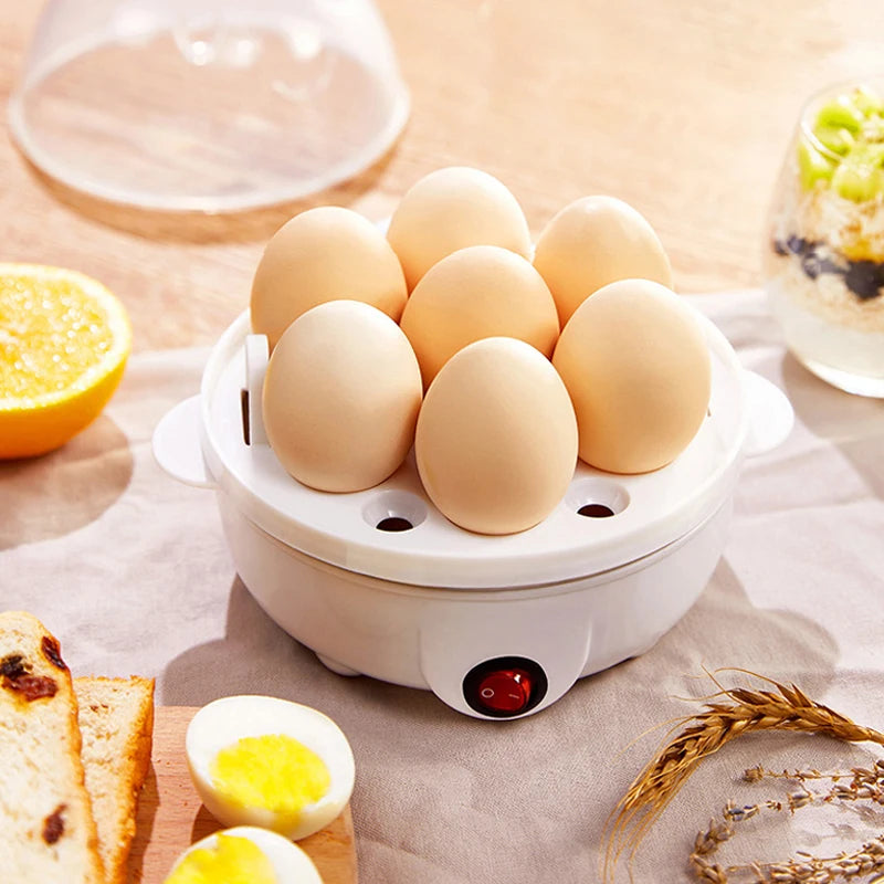 Smart White Egg Cooker Electric Multifunctional Mini Boiler Steamer Poacher for Kitchen Use - Plastic Housing 250W Power