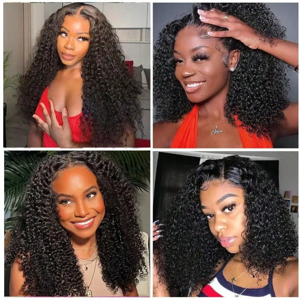 200 Density 3-In-1 Jerry Curly Half Wig Human Hair eamless Flip Over Half Wig Human Hair Glueless Wear And Go Drawstring HeadbW