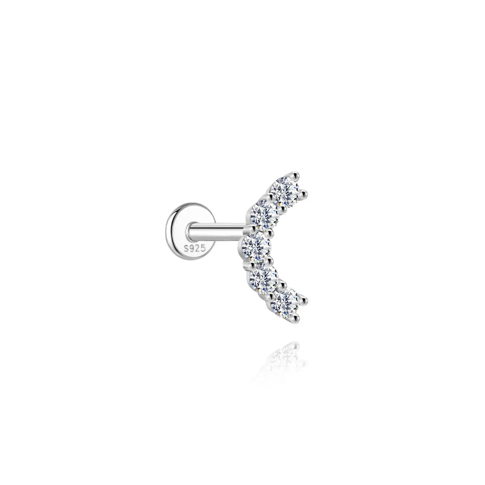 CANNER 1PC Flower Moissanite 925 Sterling Silver Piercing Ear Stud For Women Love Eight-pointed star Stud Earrings Fine Jewelry