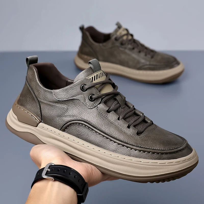 Sport Shoes Genuine Leather Men's Shoes  Brand Casual Shoes Lace up Mens Sneakers Italian Breathable Tenis  Skateboard Shoe