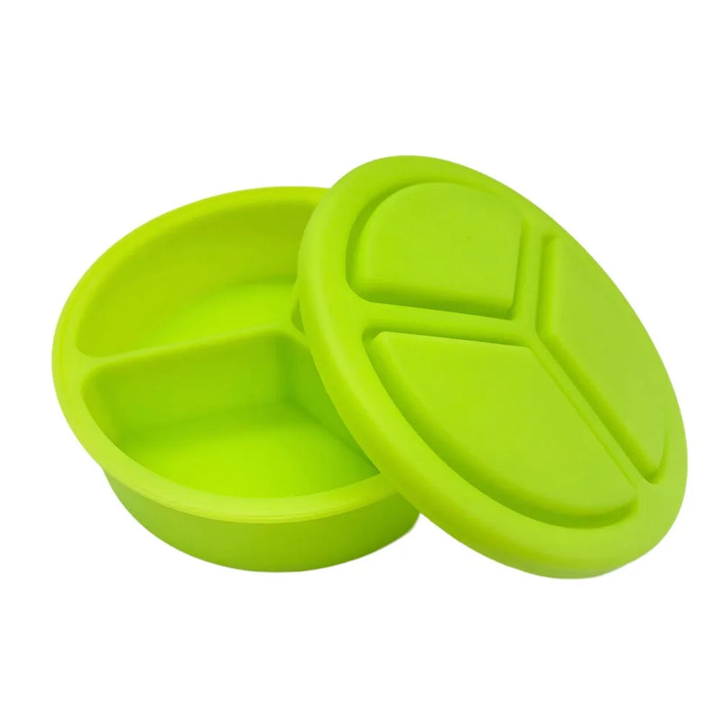 Silicone Divided Plate – Round Non-Slip Food Tray for Kids & Adults”