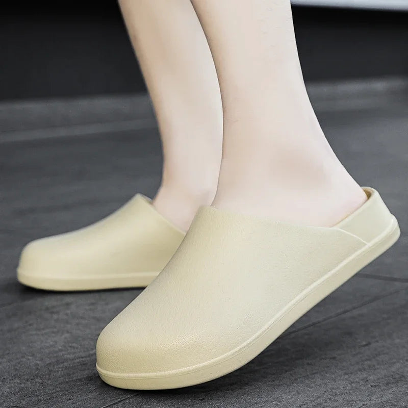 Mens Kitchen Chef Shoes Waterproof Garden Clogs Closed Toe Half Shoes Rubber Slippers Restaurant Hotel Working Summer Beach