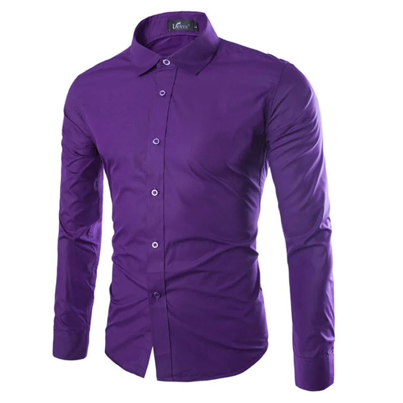 Colors Solid Color Men's Fashionable Candy Color Shirt Men's Casual Long Sleeve Shirt for Men