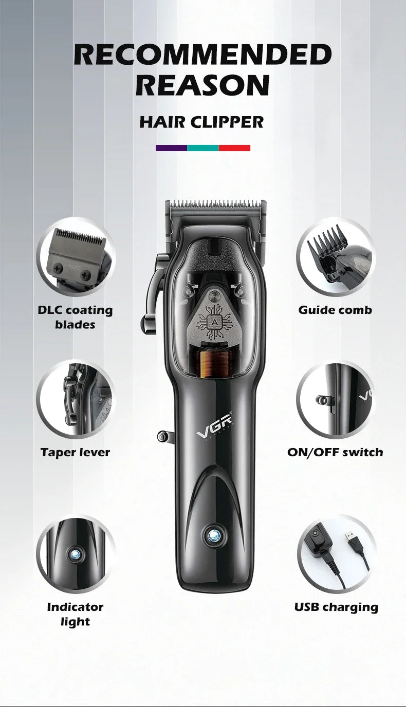 Original VGR Hair Trimmer Cordless Hair Clipper Electric Hair Clipper Professional Hair Clipper Men's Hair Clipper V-653
