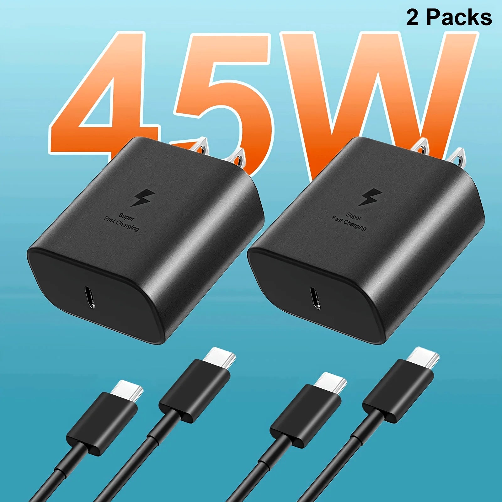 45W Super Fast Charger with 4FT Type-C Cable for Samsung Galaxy S23 Ultra/ S23/ S23+/ S22/ S22 Ultra/ S22+/ S21, Z Fold 5/ZFold