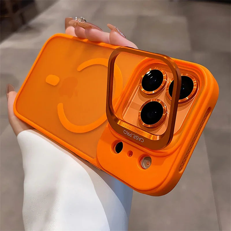 Official Color Case for iphone 17 pro max case Air 16 15 14 13 12 11 Pro Max for Magsafe Wireless Charge Stand Holder Lens Cover