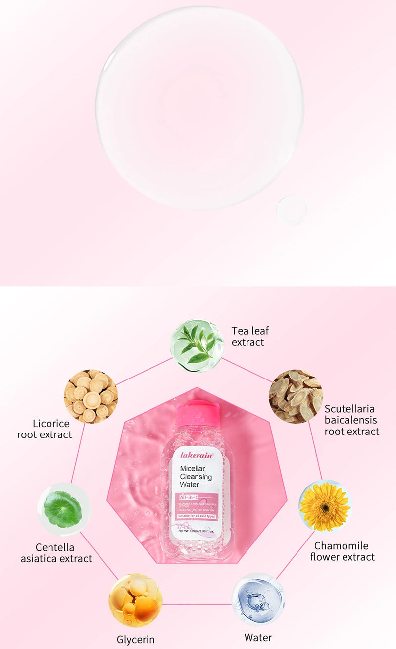 Micellar Cleansing Water Makeup Remover for Face and Eyes