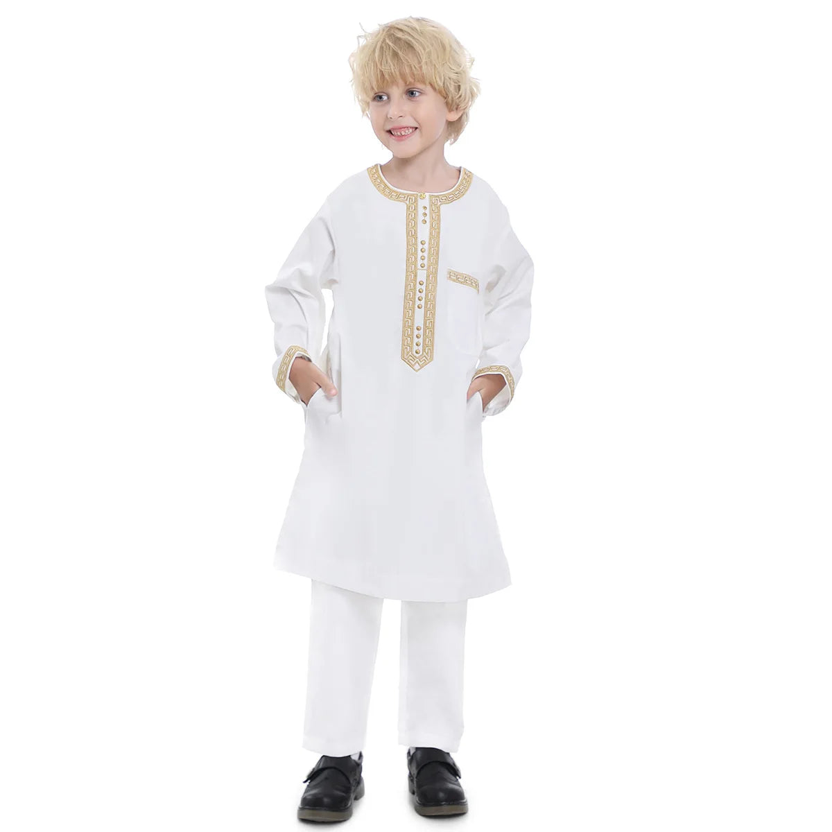 Boys Islamic Thobe – Kids Long Sleeve Traditional Robe