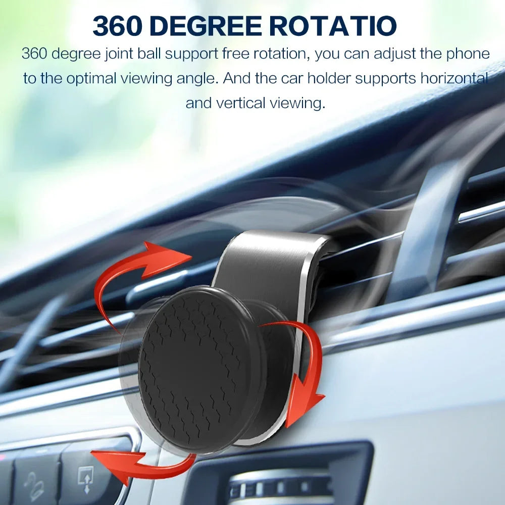 Magnetic Car Phone Mount - Strong L-Type Navigation Stand, 360° Rotation, Universal Fit for All Models, Holder for Smartphones