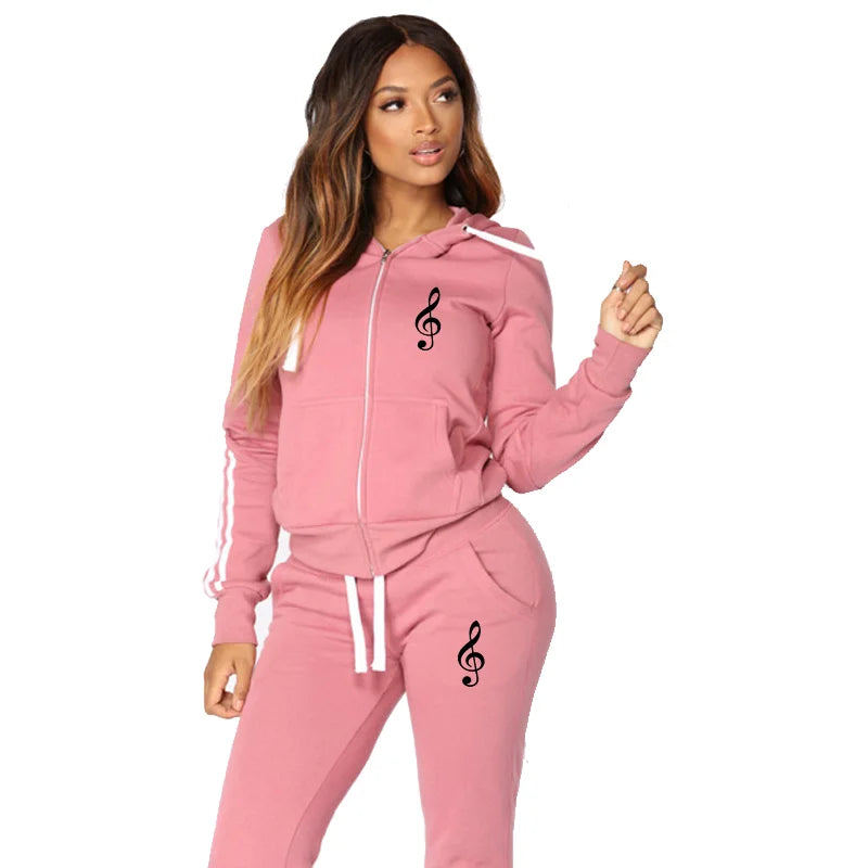 Women’s Zipper Hoodie and Sweatpants Set Casual Tracksuit Outfit