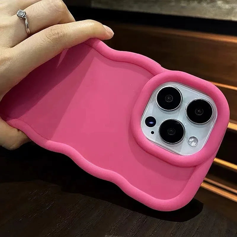 Soft Candy Curly Wave Phone Case For iPhone 11 12 13 14 15 16 17 Air Pro Max 7 8 Plus X XR XS SE Shockproof Bumper Cover Capa