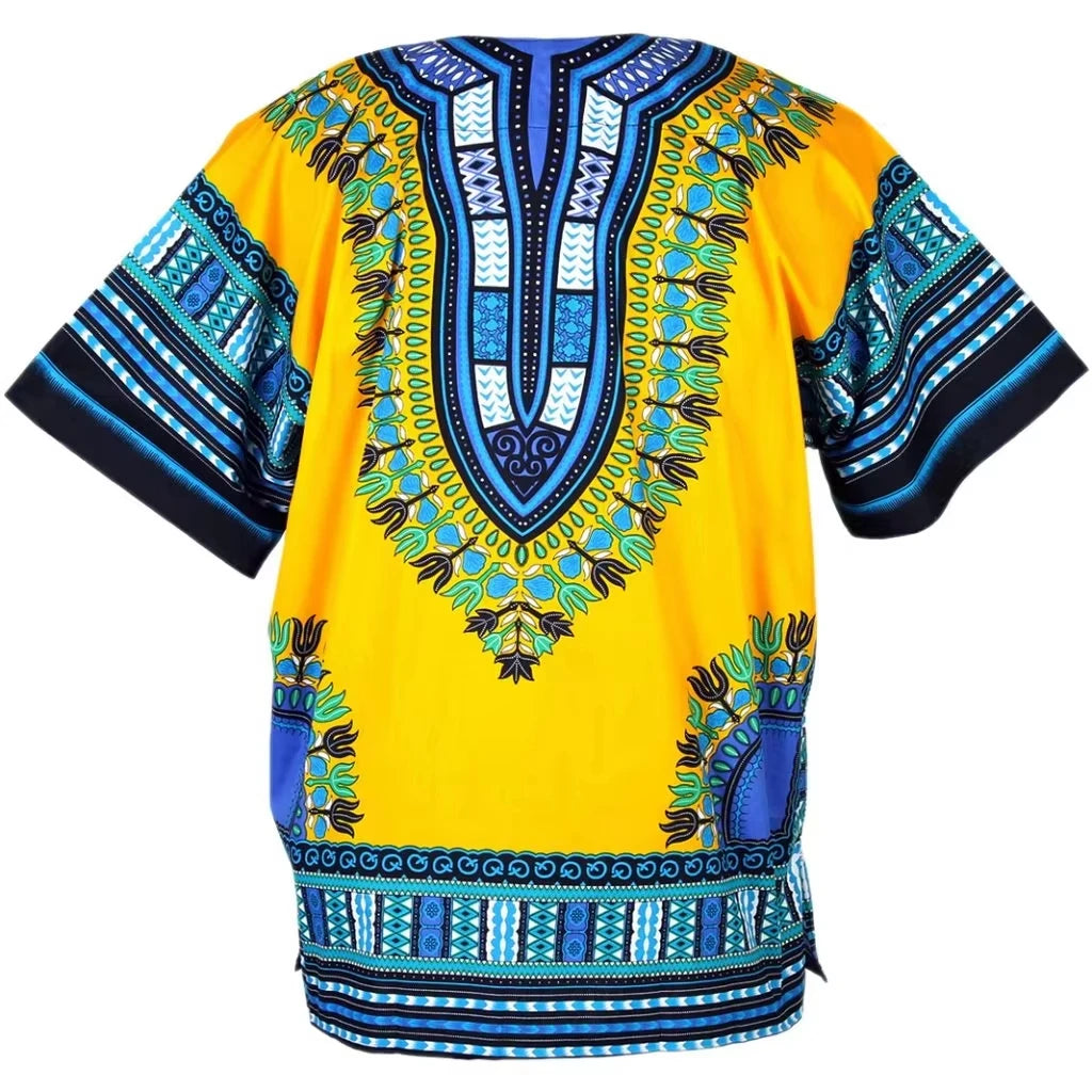 Men’s African Dashiki T-Shirt – Short Sleeve Ethnic Print Tee