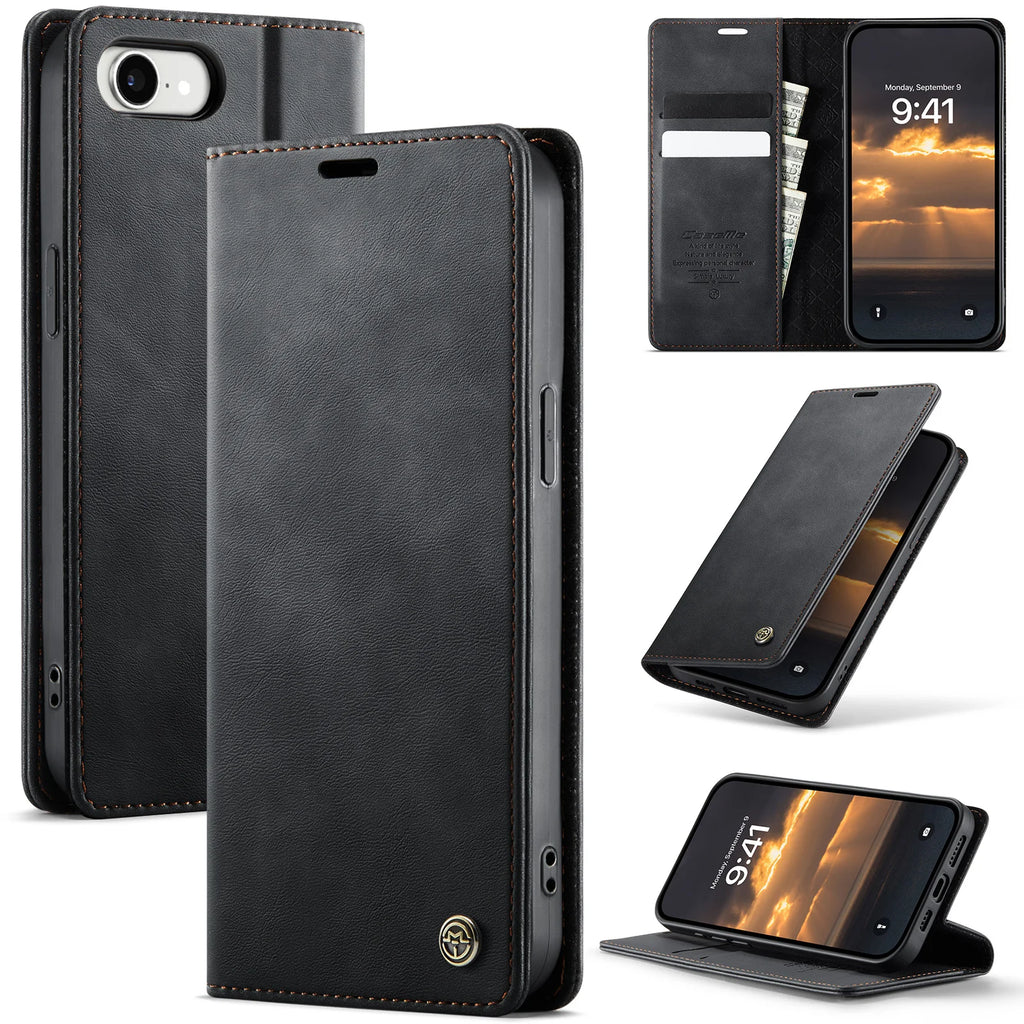 Case For iPhone 17e 16e 2026 2025 Wallet Case PU Magnetic Folio Cover With Card Holder Kickstand TPU Protective Phone Case