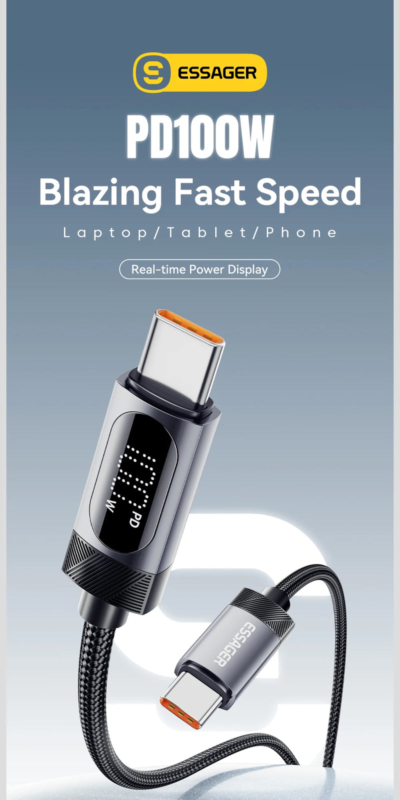 Power up your devices quickly and safely with this 100W USB-C to USB-C Fast Charging Cable — built for speed, durability, and convenience.