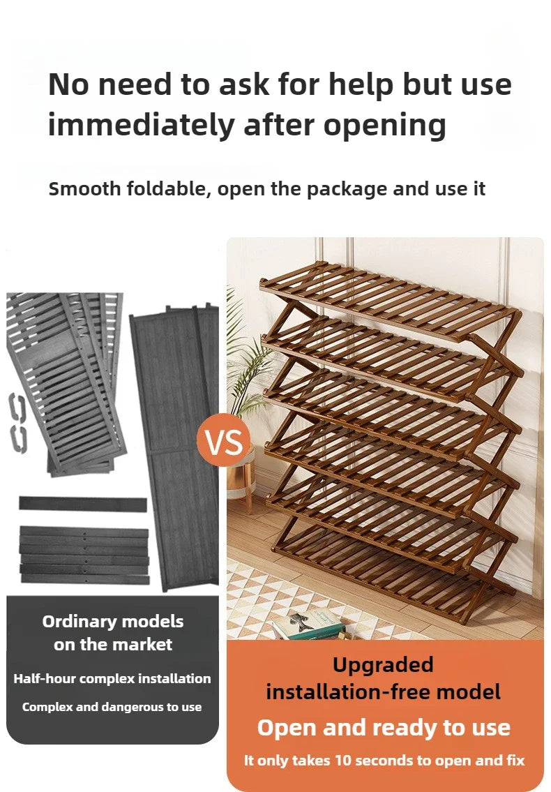Foldable Multi-Level Shoe Rack – Space Saving Storage Organizer