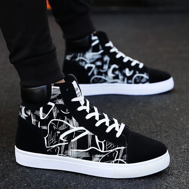 High Top Canvas Shoes for Men Fashion Platform Sneakers  Spring Winter Male Casual Vulcanized Shoes Student Tenis Masculino