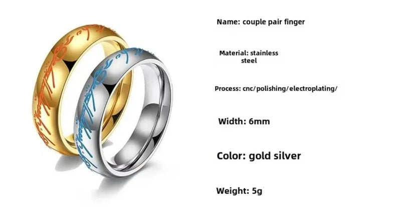 Stainless Steel Titanium Couple Rings – Unisex Round Design