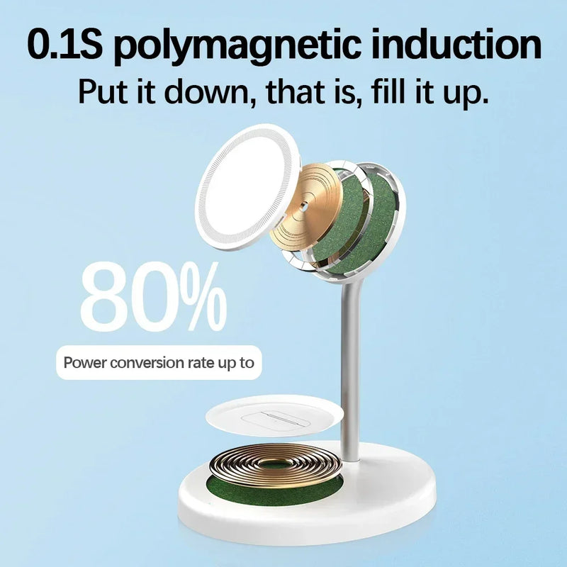 Upgraded 30W Magnetic 2 in 1 Wireless Charger Stand For iPhone 15 14 13 12 Pro Max AirPod Pro Fast Phone Charging Station Holder